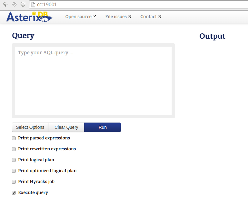 Illustration of a simple YARN cluster with AsterixDB processes.
